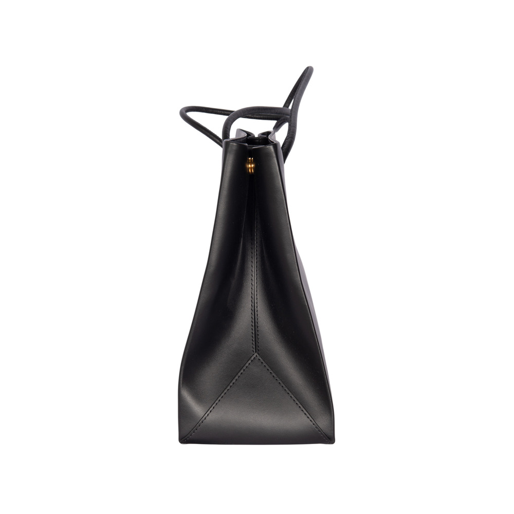 MOSCHINO Black Leather Logo Tote Bag Medium - Picture 3 of 8